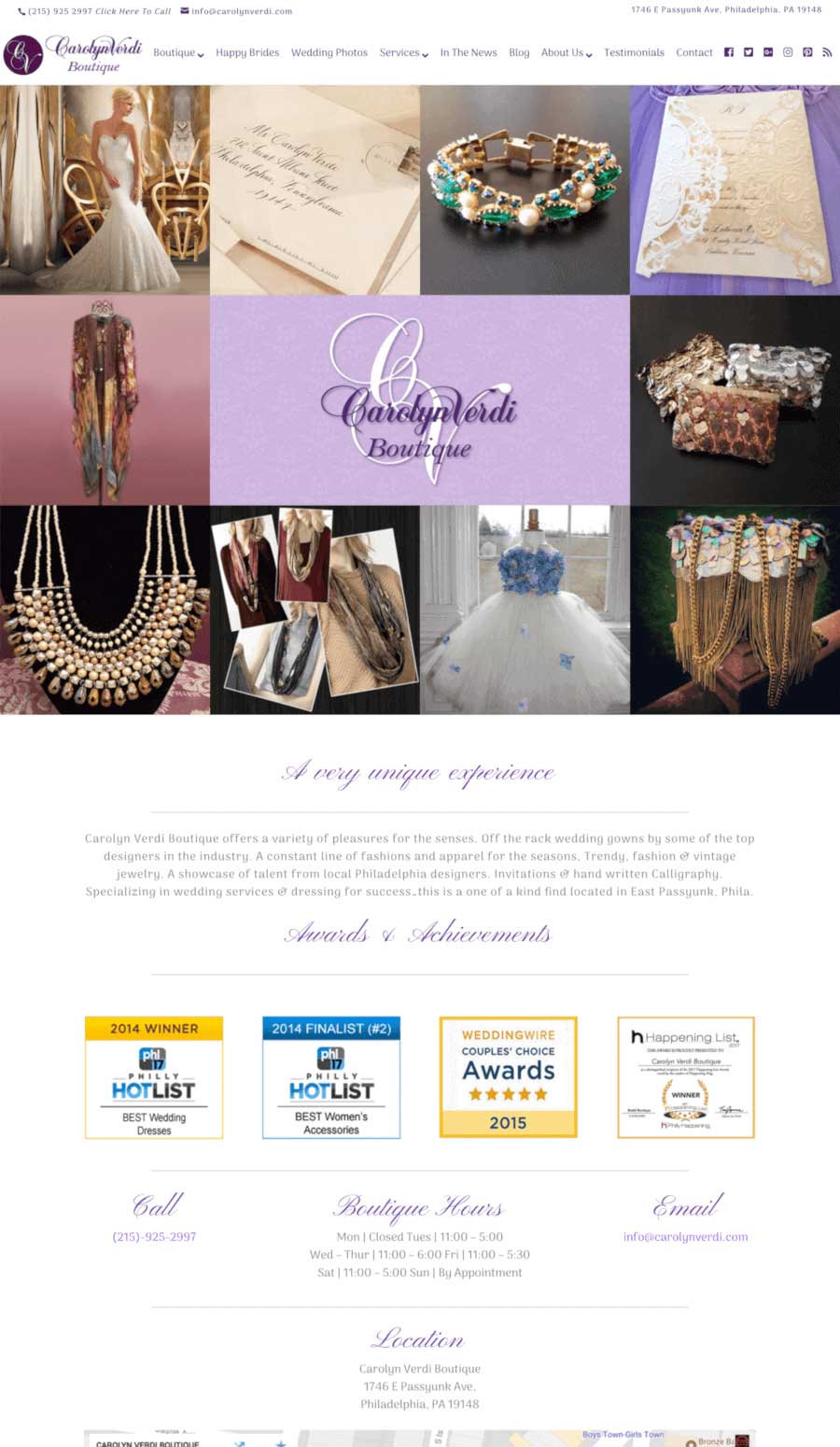 Carolyn Verdi Boutique Landing Page